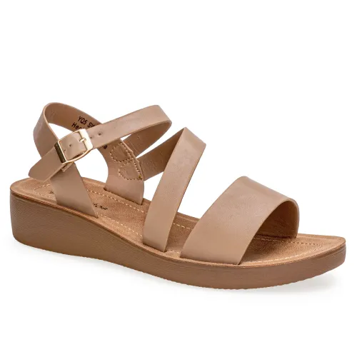 Platanitos Beige de Mujer modelo Sandalia Dama Sw 9h02 pieles sintéticos mujer 2025042121052496075 Sintético Sintético